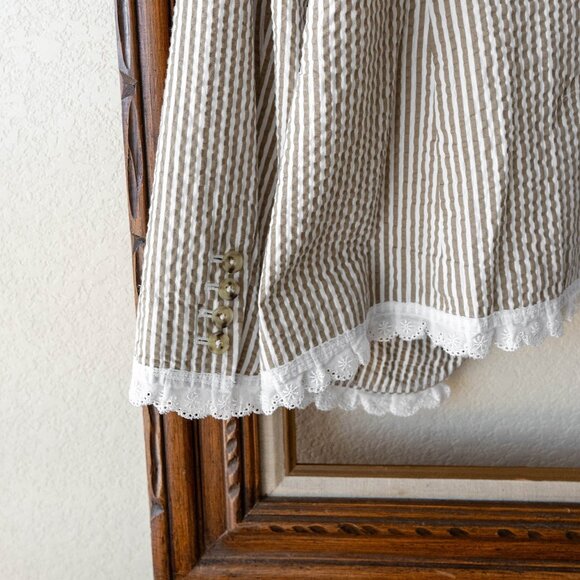 A New Day Women’s Size 10 Seersucker Blazer 100% Cotton Striped Jacket Lace Trim - Picture 9 of 9